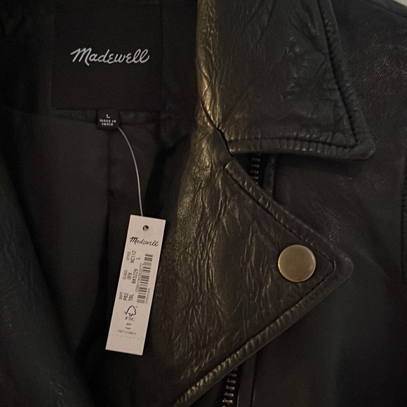Madewell Leather Motorcycle Jacket Brass Hardware edition New w/tag Size Large - Picture 2 of 5